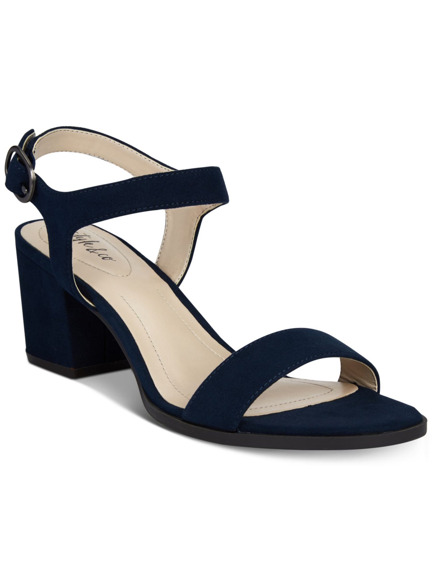 STYLE & COMPANY Womens Navy Ankle Strap Padded Mollee Round Toe Block Heel Buckle Dress Sandals Shoes 5.5 M