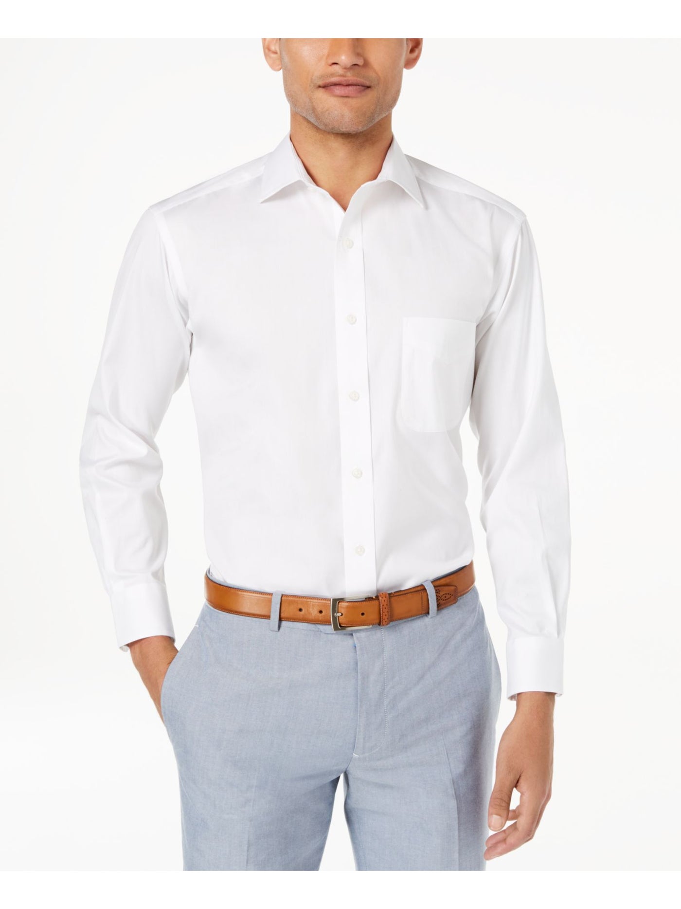 CLUBROOM Mens White Collared Dress Shirt 16