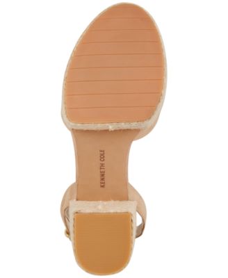 KENNETH COLE NEW YORK Womens Beige 2" Platform Adjustable Strap Pheonix Round Toe Block Heel Buckle Leather Dress Espadrille Shoes M