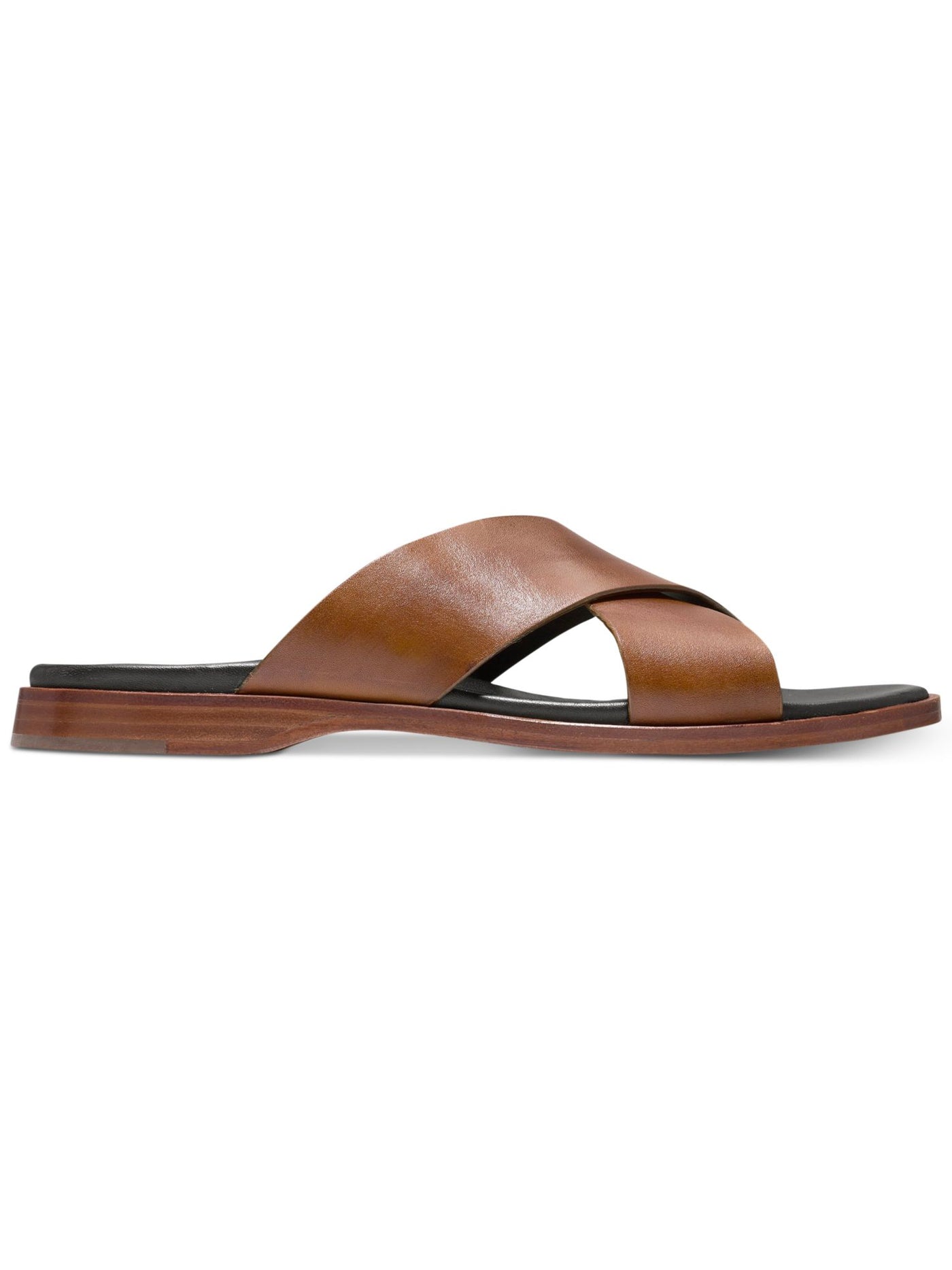 COLE HAAN Mens Brown Crisscross Bands Padded Goldwyn 2.0 Open Toe Slip On Leather Slide Sandals Shoes 12 M
