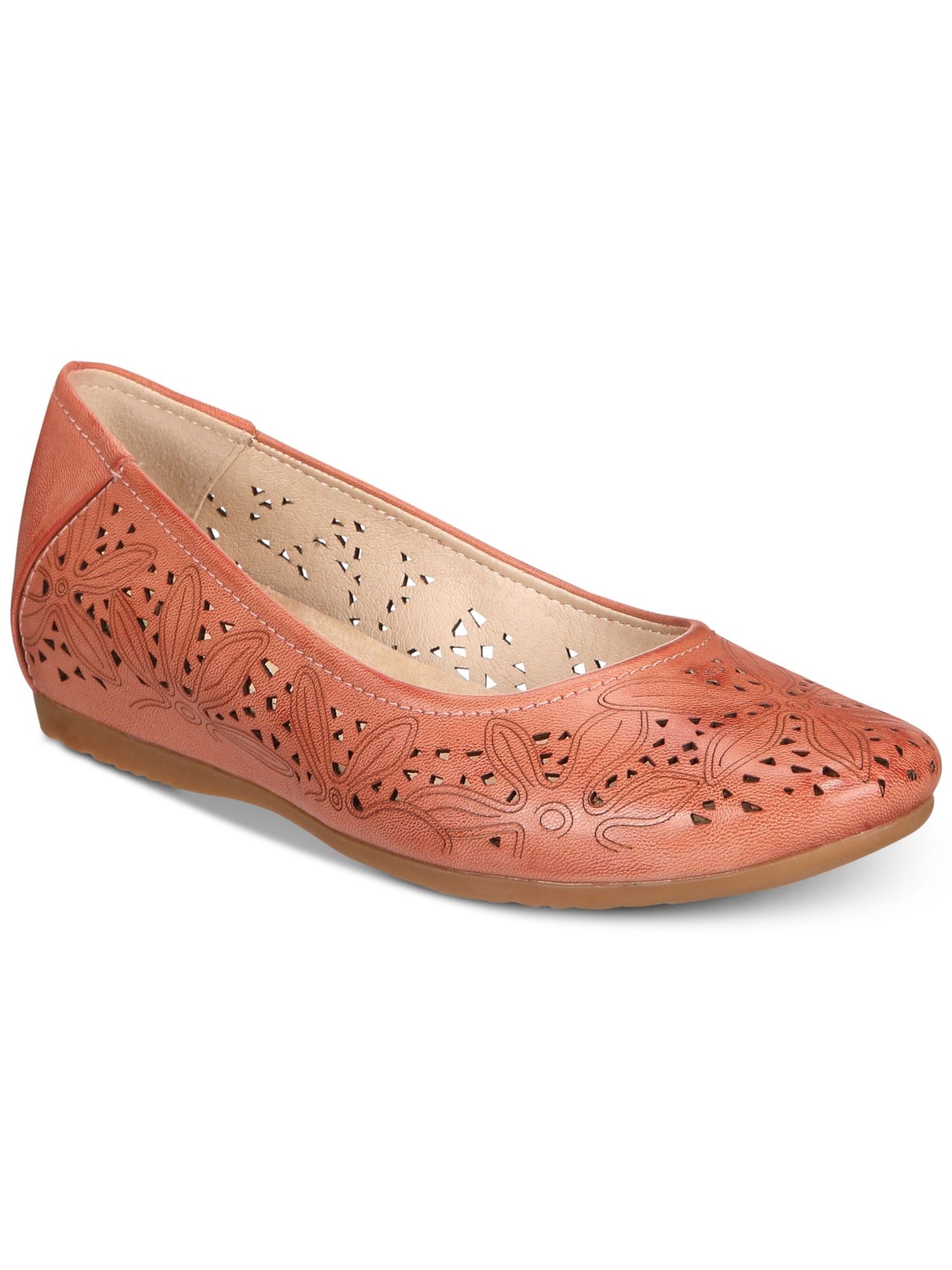 BARETRAPS Womens Coral Perforations Hidden Heel Mariah Round Toe Wedge Slip On Flats 8.5 M