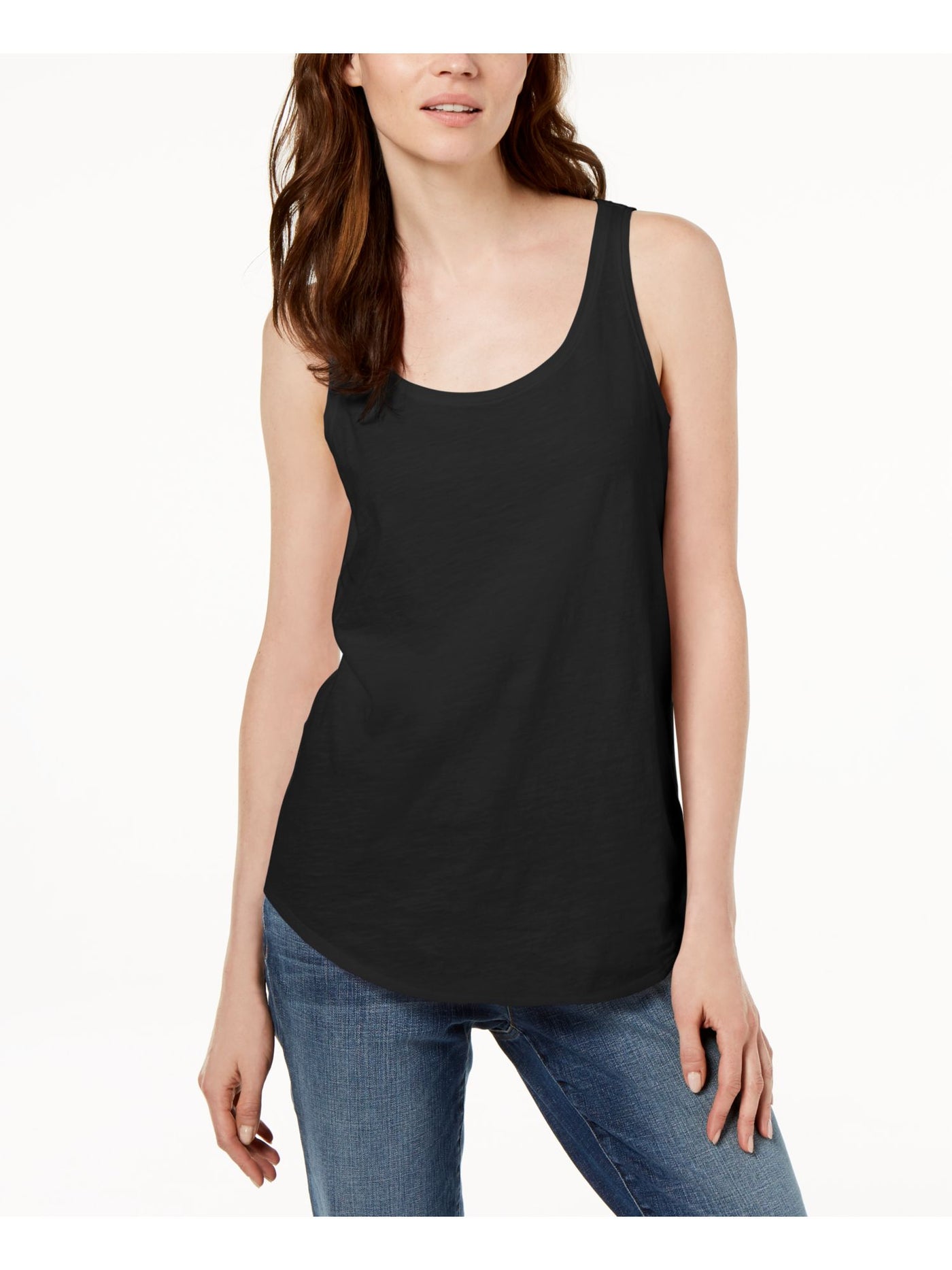 EILEEN FISHER Womens Black Sleeveless Scoop Neck Tank Top XS