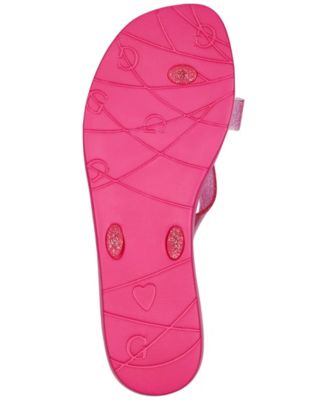 GUESS Womens Pink Metallic Bow Accent Rhinestone Tutu Round Toe Wedge Slip On Flip Flop Sandal M