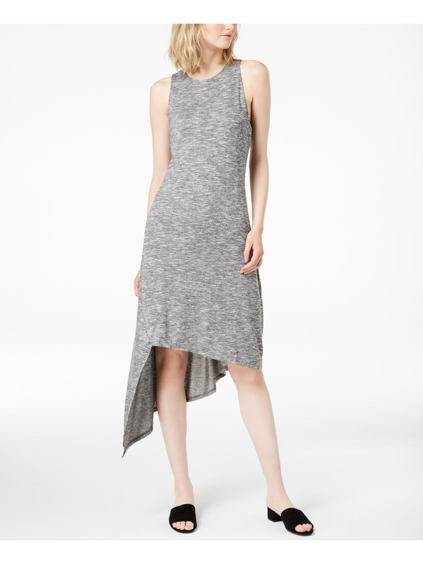 Bar III Womens Gray Asymmetrical Knit Sleeveless Crew Neck Knee Length Dress S Bar III Womens Gray Asymmetrical Knit Sleeveless Crew Neck Knee Length Dress S