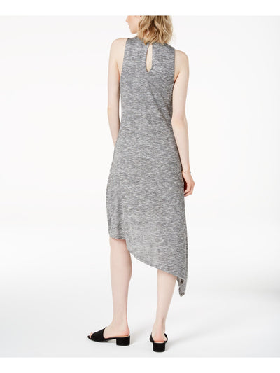BAR III Womens Gray Asymmetrical Knit Sleeveless Crew Neck Knee Length Dress S