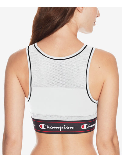 CHAMPION Womens White Logo Graphic Sleeveless Jewel Neck Active Wear Crop Top M