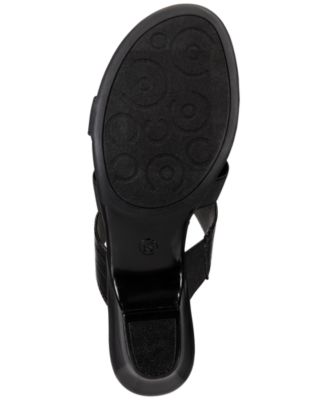 KAREN SCOTT Womens Black Snake-Embossed Strap Cut-Outs Metal Decor Engle Round Toe Sculpted Heel Slip On Slide Sandals Shoes M