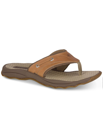 SPERRY Mens Beige Cushioned Comfort Outerbanks Round Toe Slip On Leather Thong Sandals Shoes 12