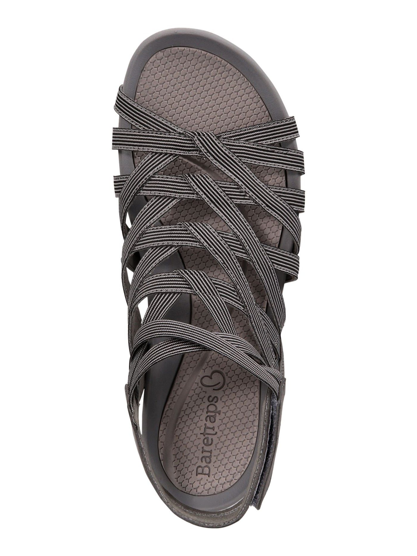 BARETRAPS Womens Gray Rebound Technology Stretch Elastic Straps Arch Support Comfort Slip Resistant Sammie Round Toe Gladiator Sandals Shoes 5.5 M