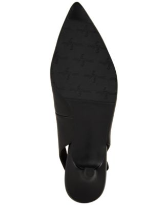 EASY STREET Womens Black Stretch Gore Padded Adjustable Faye Pointed Toe Kitten Heel Buckle Dress Slingback W