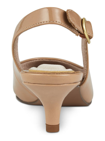 EASY STREET Womens Beige Stretch Gore Padded Faye Pointed Toe Stiletto Buckle Slingback 8 M