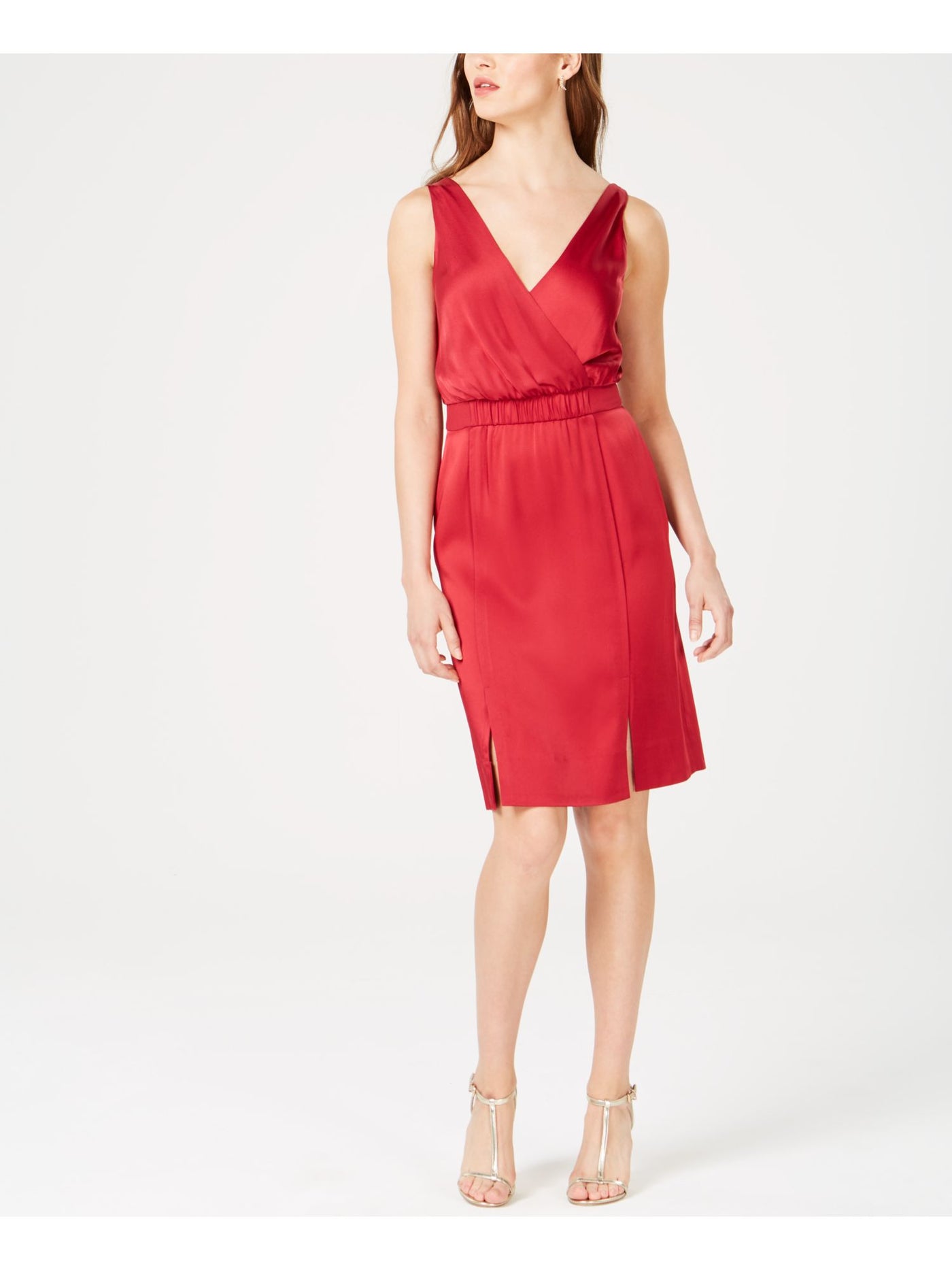 RACHEL ZOE Womens Red Sleeveless V Neck Above The Knee Party Sheath Dress 2