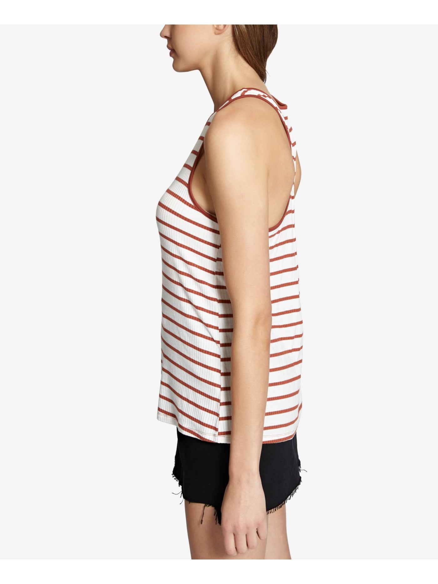 SANCTUARY Womens Ivory Twist Back Striped Sleeveless Scoop Neck Tank Top XL