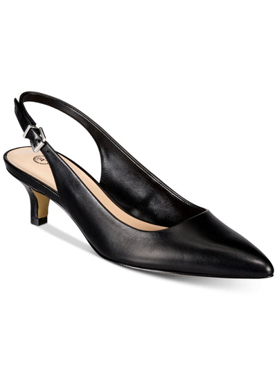 BELLA VITA Womens Black Goring Padded Scarlett Pointed Toe Kitten Heel Buckle Leather Slingback 7 M