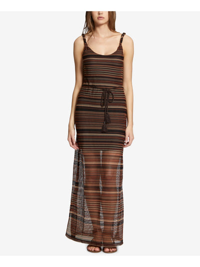 SANCTUARY Womens Brown Striped Sleeveless Scoop Neck Maxi Cocktail Dress XS