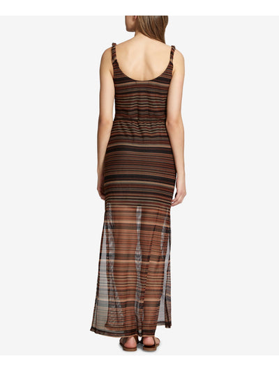 SANCTUARY Womens Brown Striped Sleeveless Scoop Neck Maxi Cocktail Dress XS