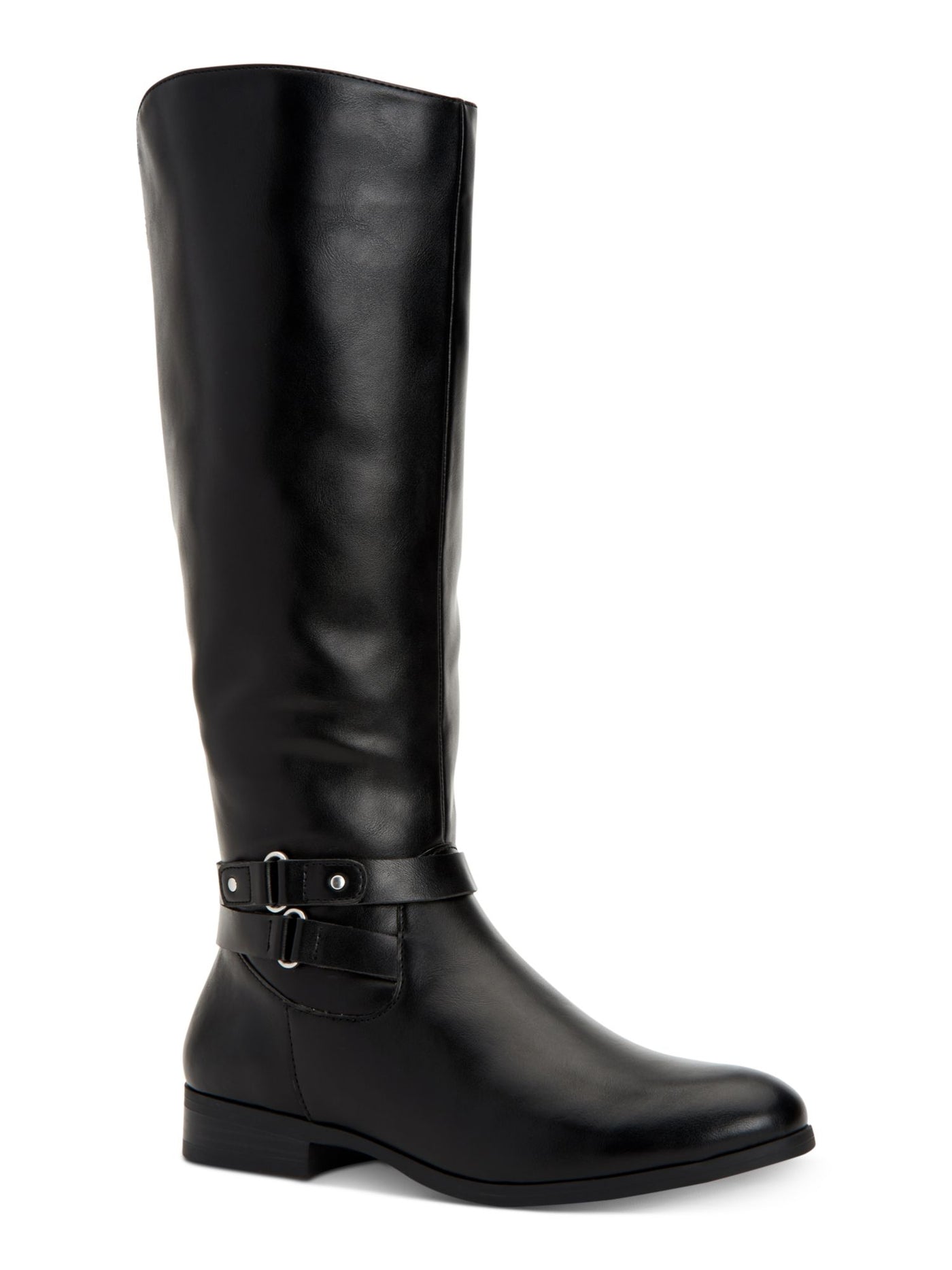 STYLE & COMPANY Womens Black Hardware Detail Wide Calf Padded Kindell Round Toe Block Heel Zip-Up Riding Boot 7.5 M WC