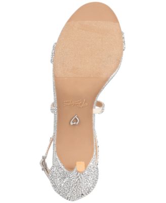 THALIA SODI Womens Silver Crisscross Straps Rhinestone Ankle Strap Strappy Darria Round Toe Stiletto Buckle Dress Sandals Shoes M