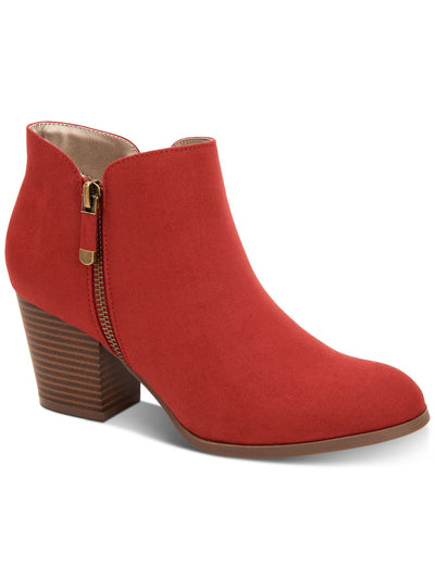 STYLE & COMPANY Womens Red Cushioned Zipper Accent Masrina Round Toe Block Heel Zip-Up Booties 5 M