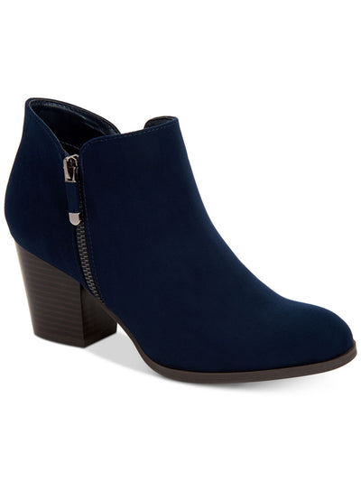 STYLE & COMPANY Womens Navy Notched At Sides Cushioned Zipper Accent Masrinaa Almond Toe Block Heel Zip-Up Booties 10 M