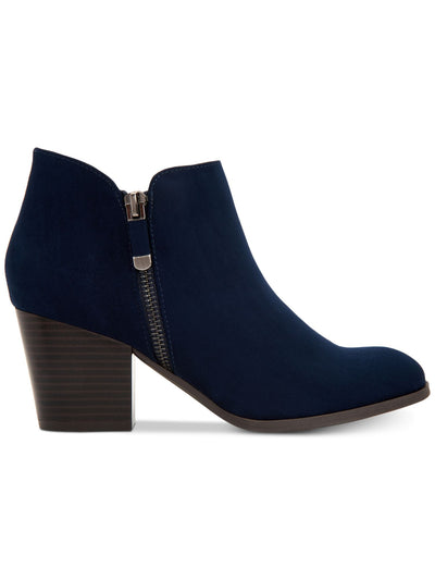 STYLE & COMPANY Womens Navy Notched At Sides Cushioned Zipper Accent Masrinaa Almond Toe Block Heel Zip-Up Booties 10 M