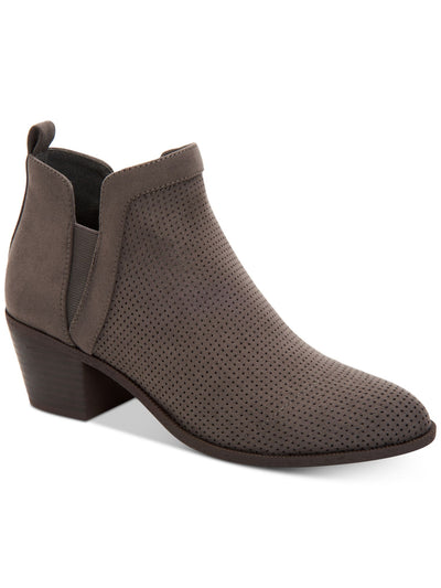 STYLE & COMPANY Womens Gray Perforated Stretch Gore Myrrah Almond Toe Block Heel Booties 5.5 M