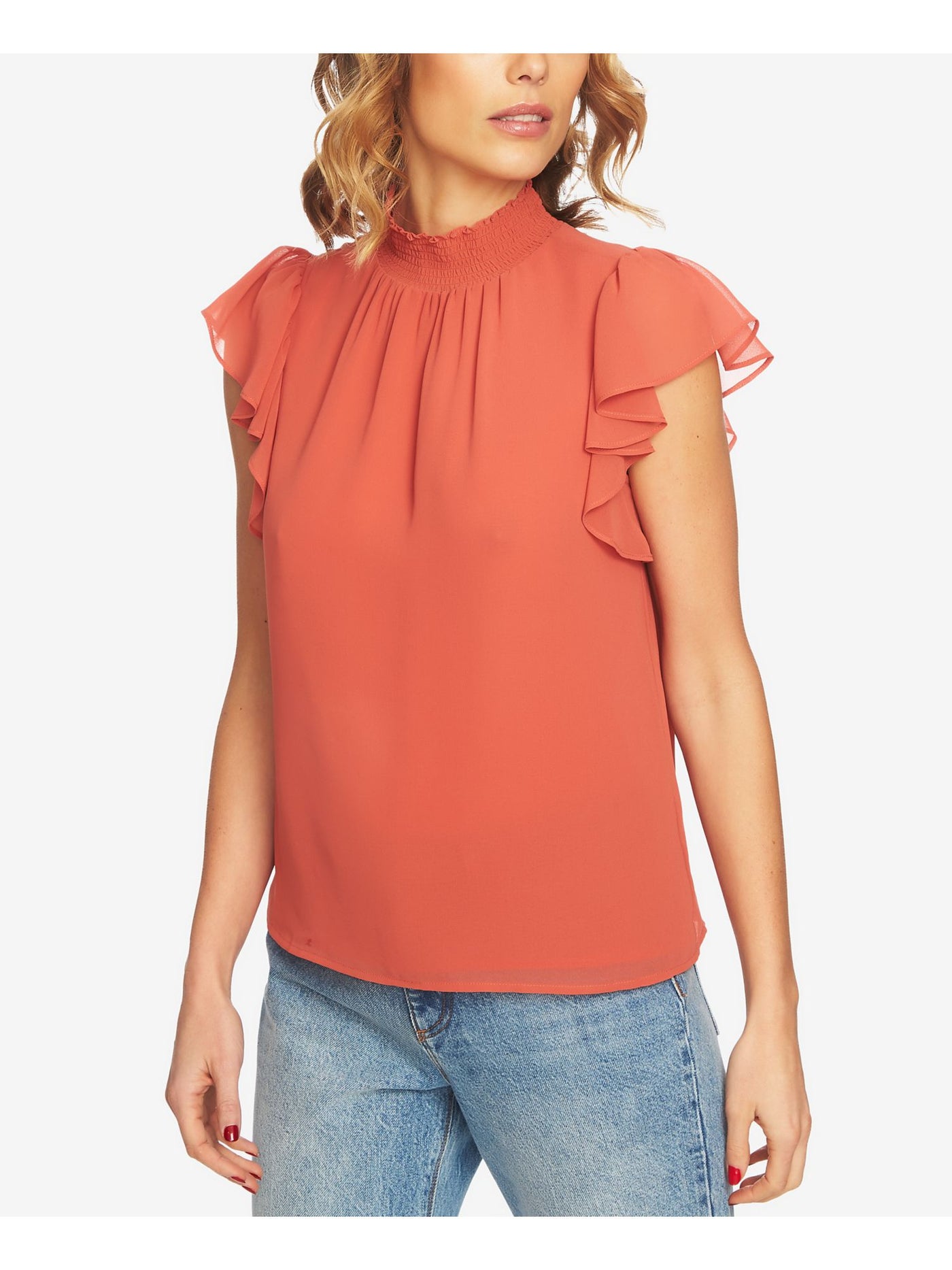 1. STATE Womens Coral Turtle Neck Top S