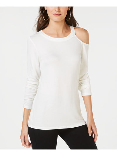 INC Womens White Cut Out Long Sleeve Crew Neck Top Size: S