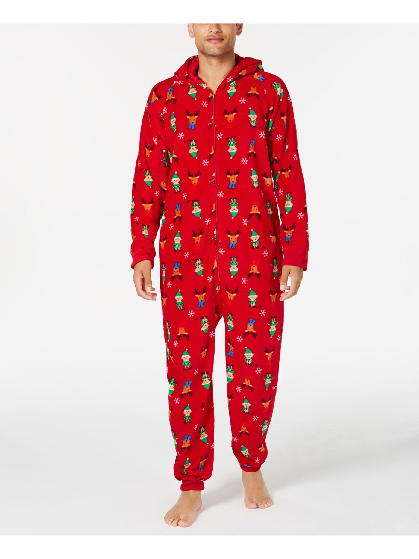 FAMILY PJs Intimates Red Hooded Cuffed Sleeves And Hems Holiday XL