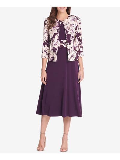 JESSICA HOWARD Womens Purple Floral Wear To Work Suit Jacket Petites 4P