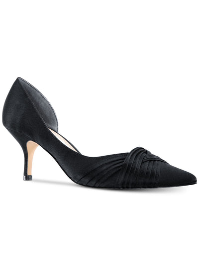 NINA NEW YORK Womens Black Dorsay Pleated Blakely Pointed Toe Kitten Heel Slip On Dress Pumps 6 W
