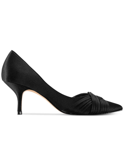NINA NEW YORK Womens Black Dorsay Pleated Blakely Pointed Toe Kitten Heel Slip On Dress Pumps 6 W