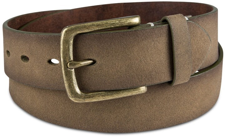 Perry Ellis Men's Casual Leather Belt - Embossed Pattern, Antique Gunmetal Buckle, 38mm Width