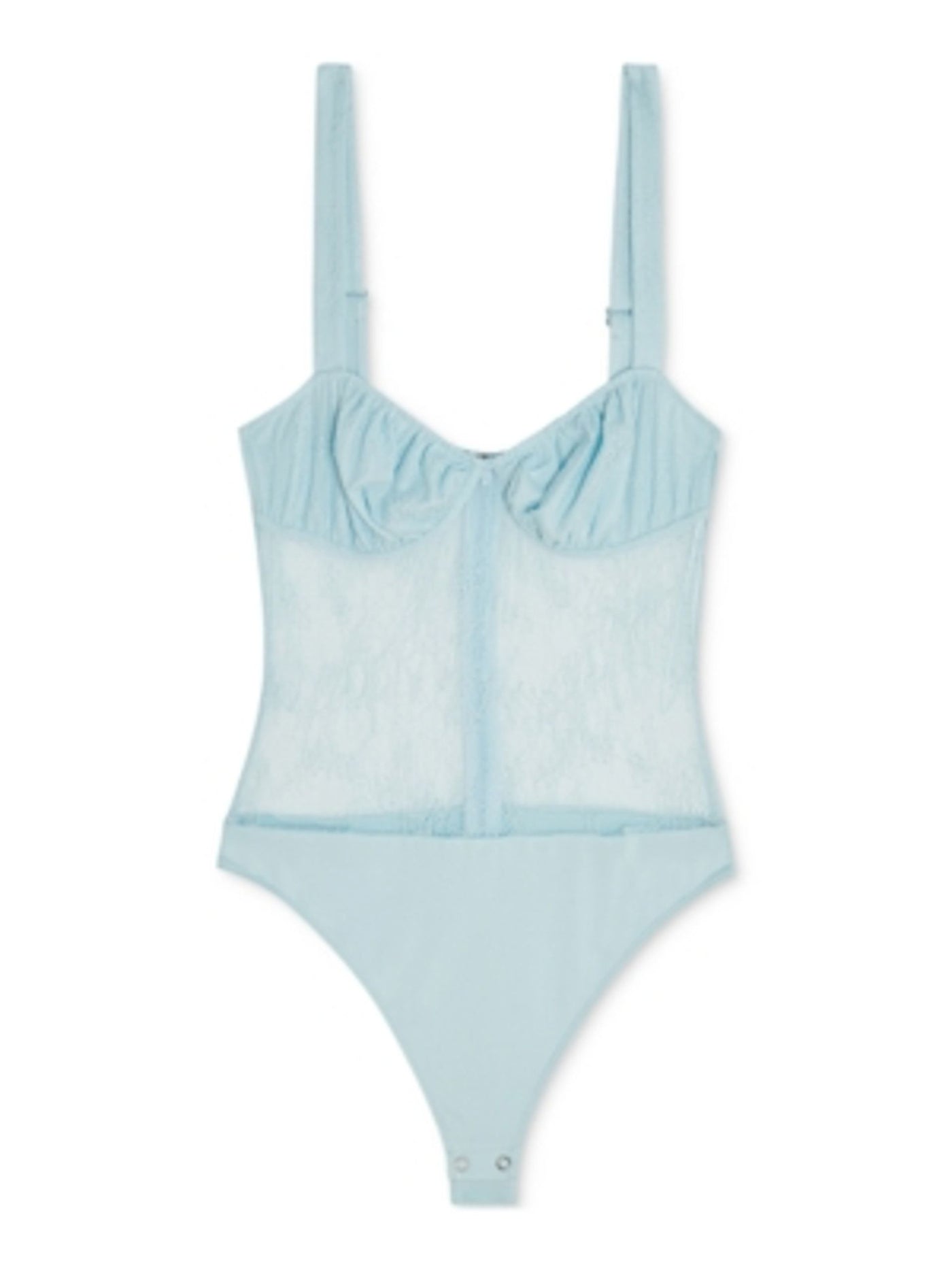 DANIELLE BERNSTEIN Womens Light Blue Sheer Lace Intimates Bodysuit 14