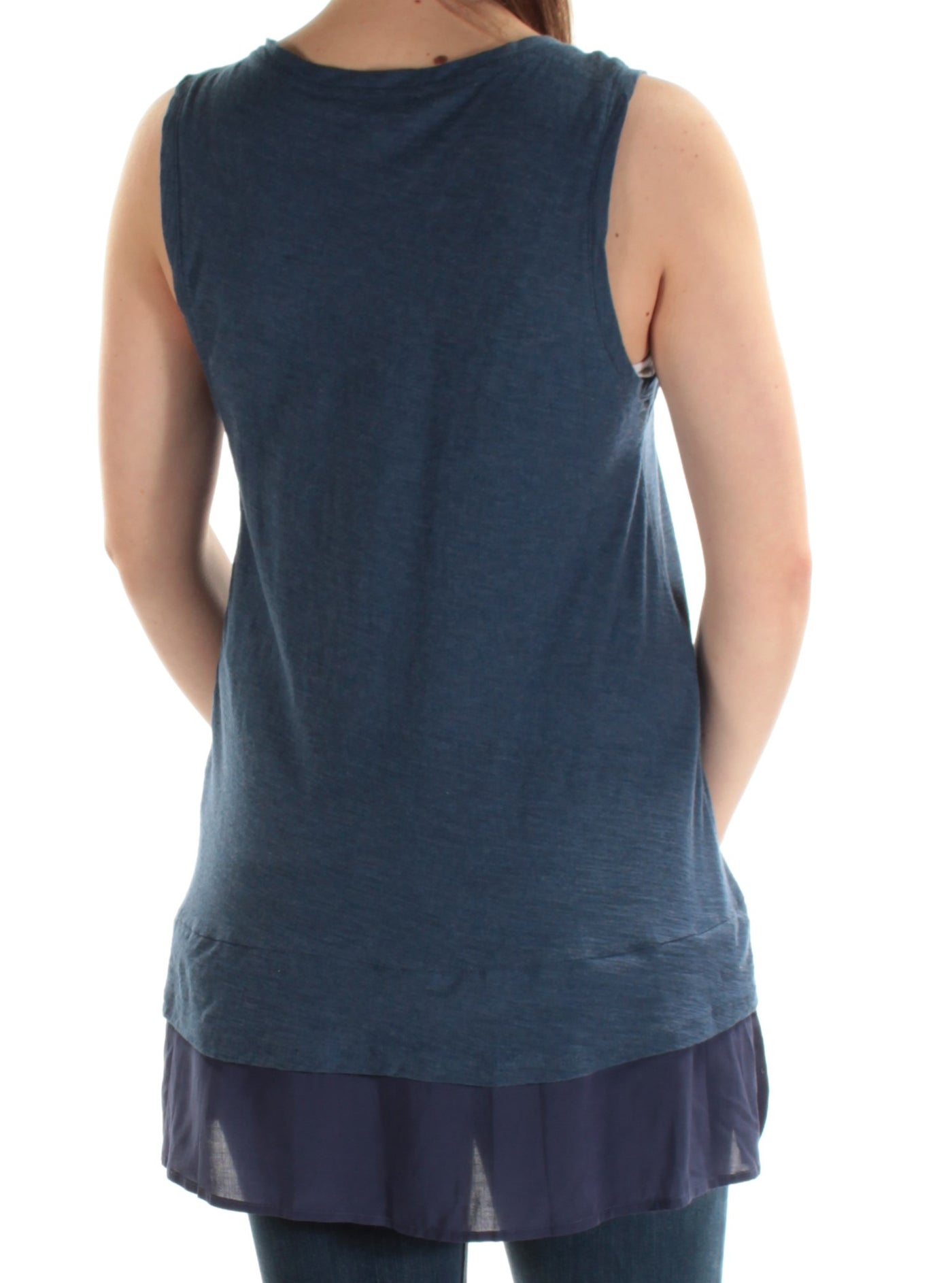 VINCE CAMUTO Womens Blue Sleeveless Scoop Neck Top