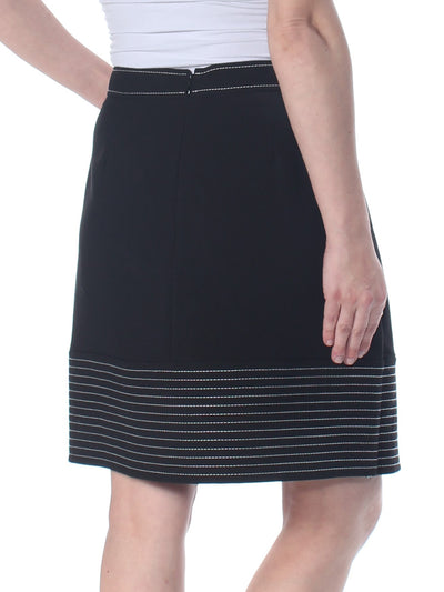 VINCE CAMUTO Womens Black Zippered Pinstripe Above The Knee Formal Wrap Skirt