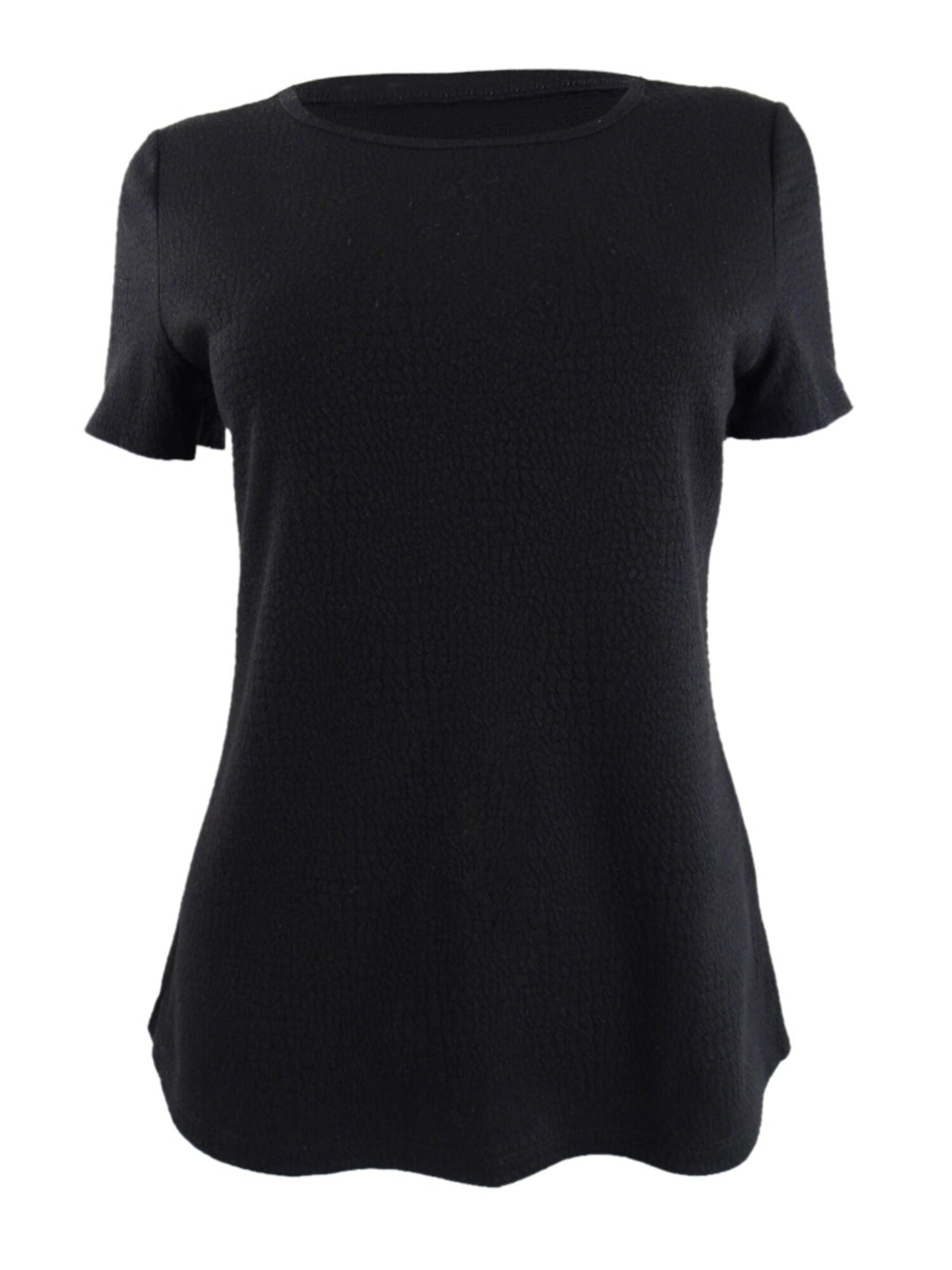 BAR III Womens Black Stretch Textured Short Sleeve Scoop Neck Wear To Work Top XS