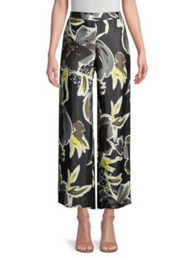 LAFAYETTE 148 Womens Black Stretch Pocketed Back Elastic Waist Unlined Printed Wide Leg Pants XS