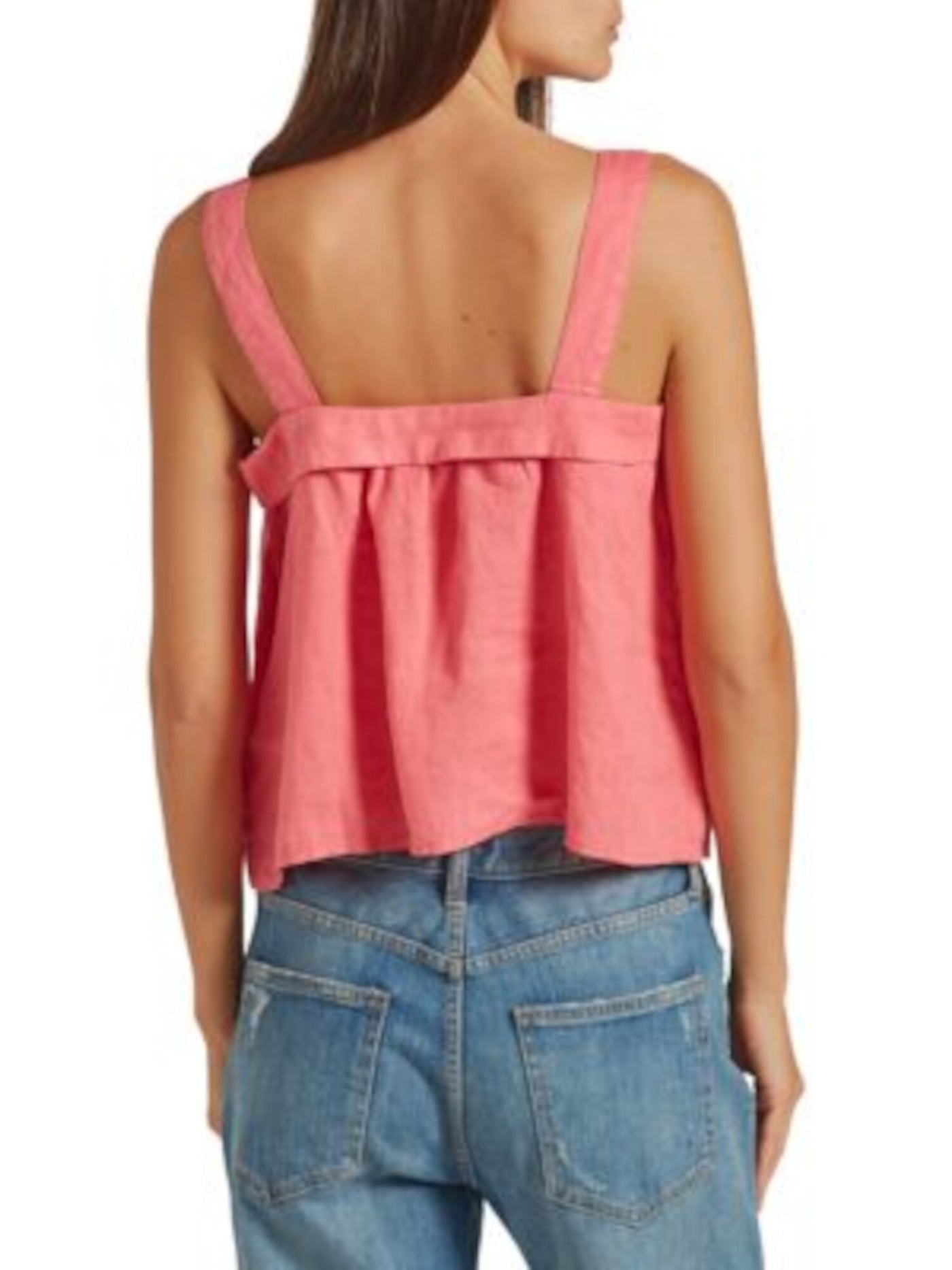 JOIE Womens Pink Zippered Boxy Fit Sleeveless Square Neck Tank Top L