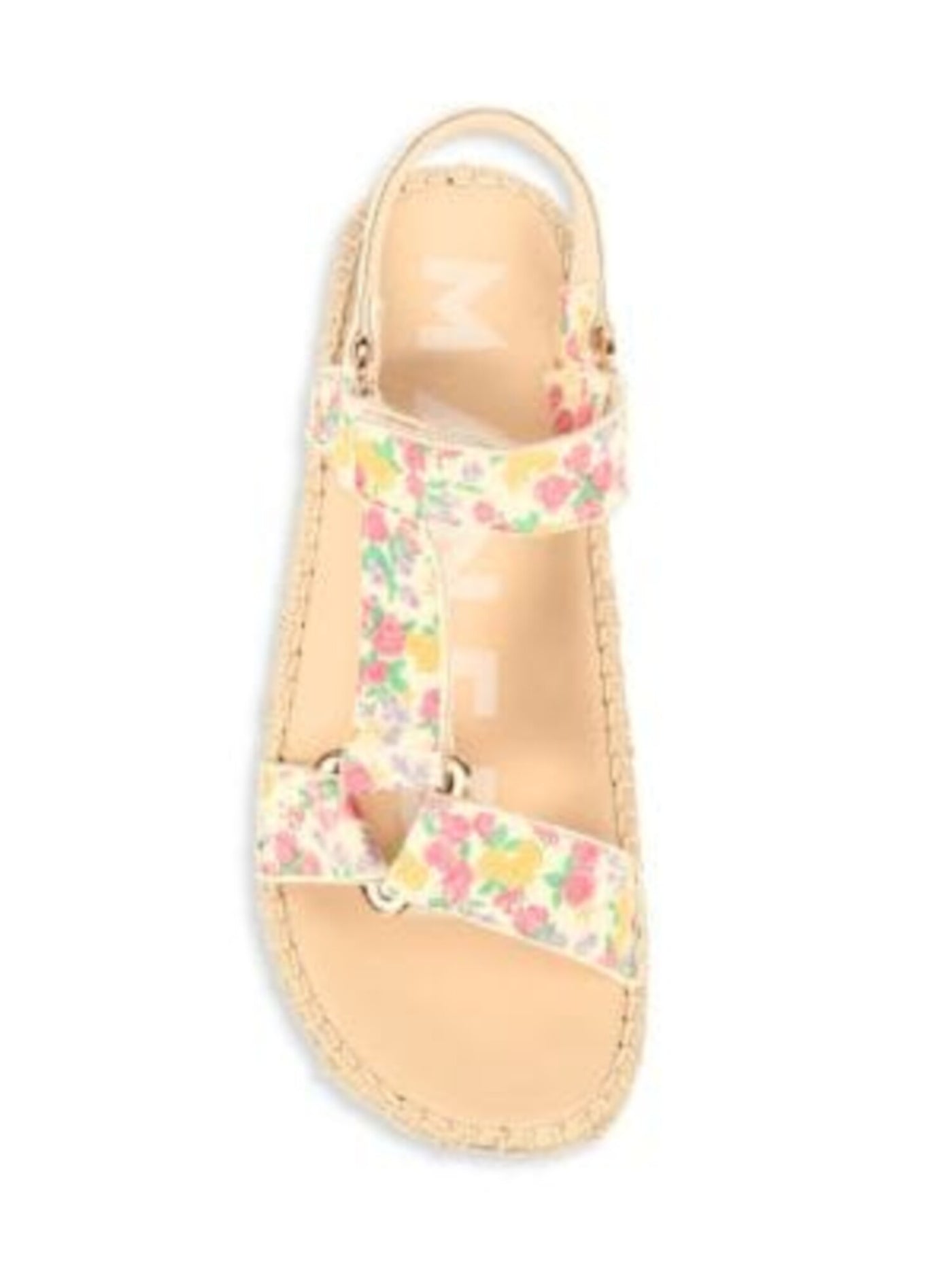 LOVE SHACK FANCY Womens Beige Floral 1" Platform Adjustable Strap Padded X Manebi Open Toe Wedge Espadrille Shoes 35