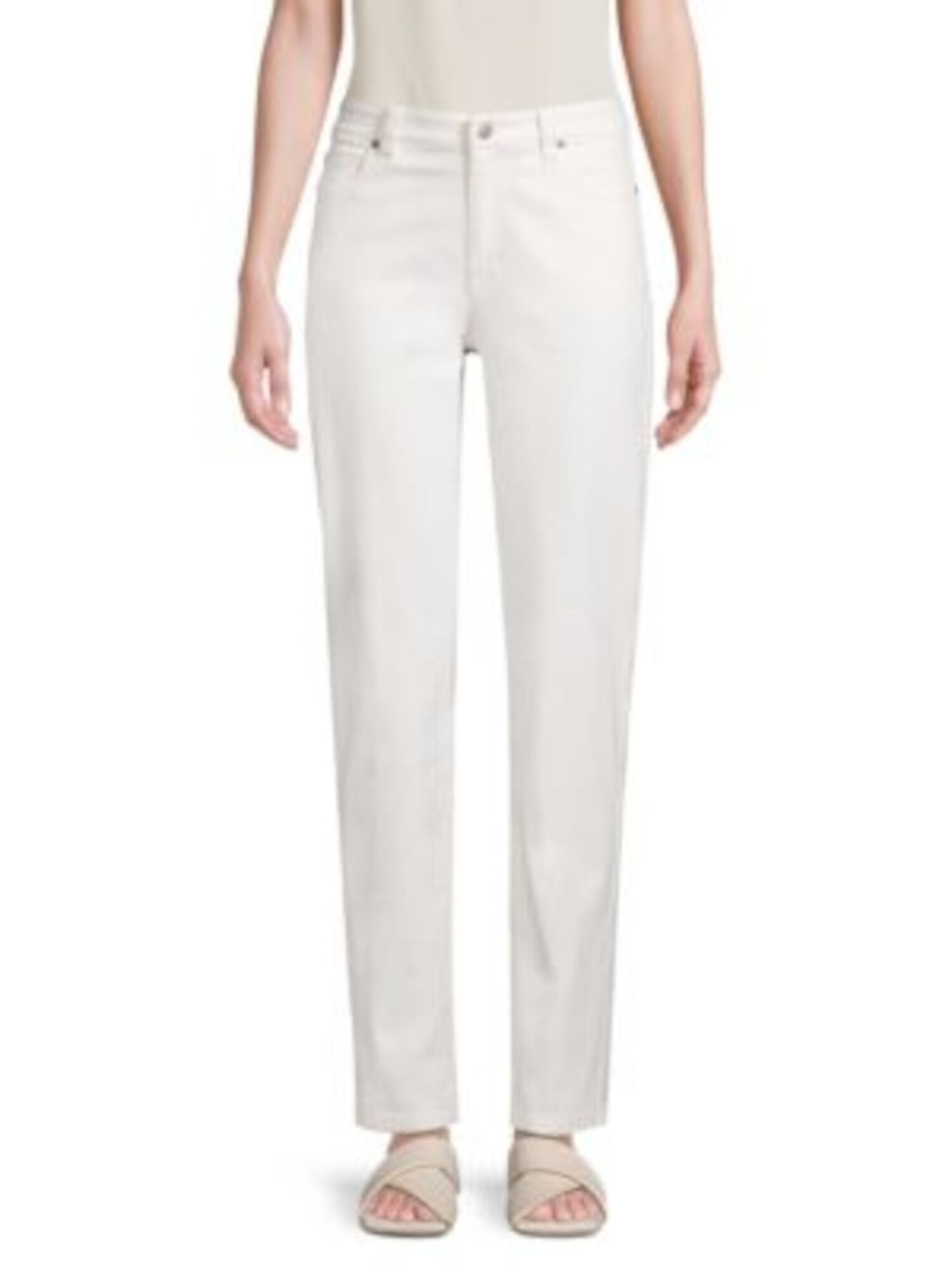 EILEEN FISHER Womens White Cotton Pocketed Zippered Flare Wear To Work High Waist Pants 4