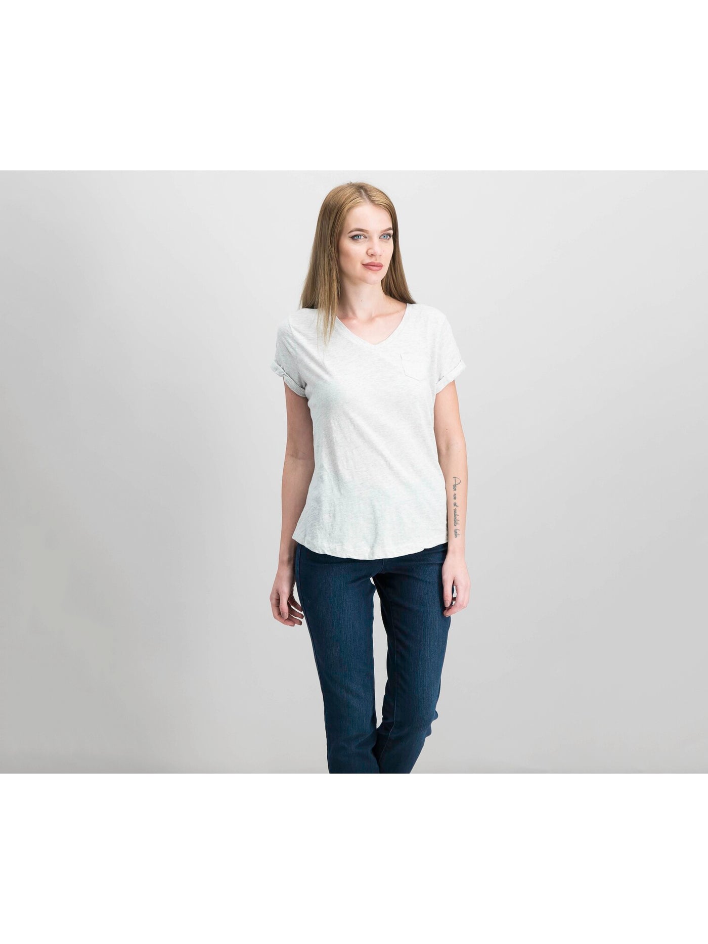 STYLE & COMPANY Womens Gray Short Sleeve T-Shirt Petites PXL