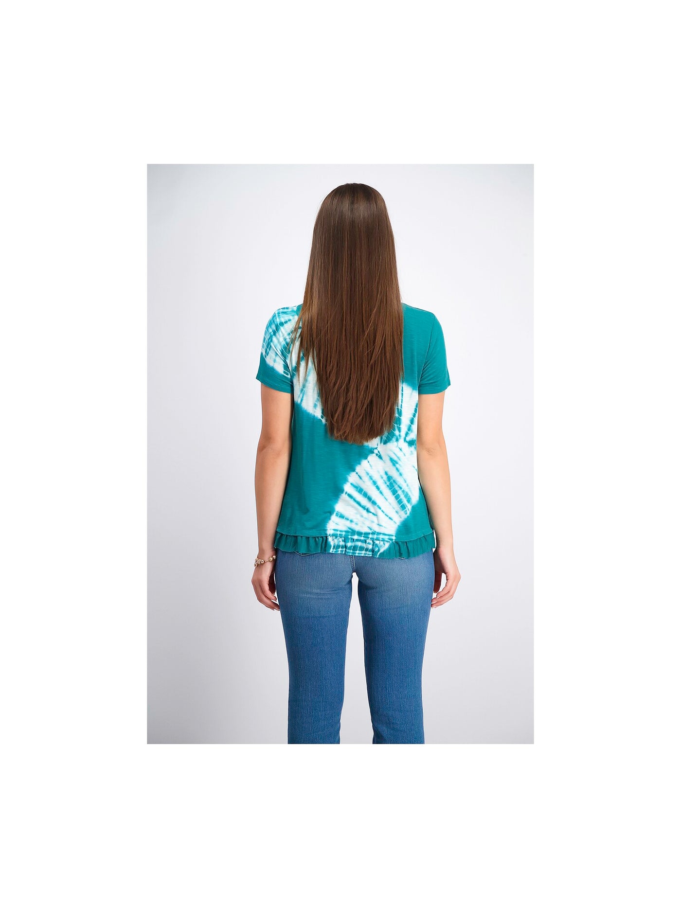 STYLE & COMPANY Womens Teal Tie Dye Short Sleeve T-Shirt Size: XS
