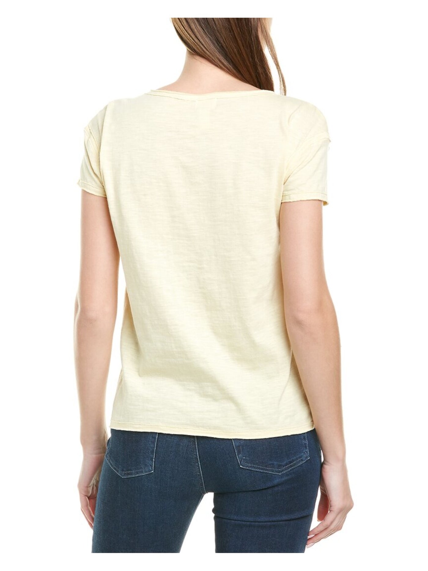 B NEW YORK Womens Yellow Short Sleeve V Neck Top Size: XS