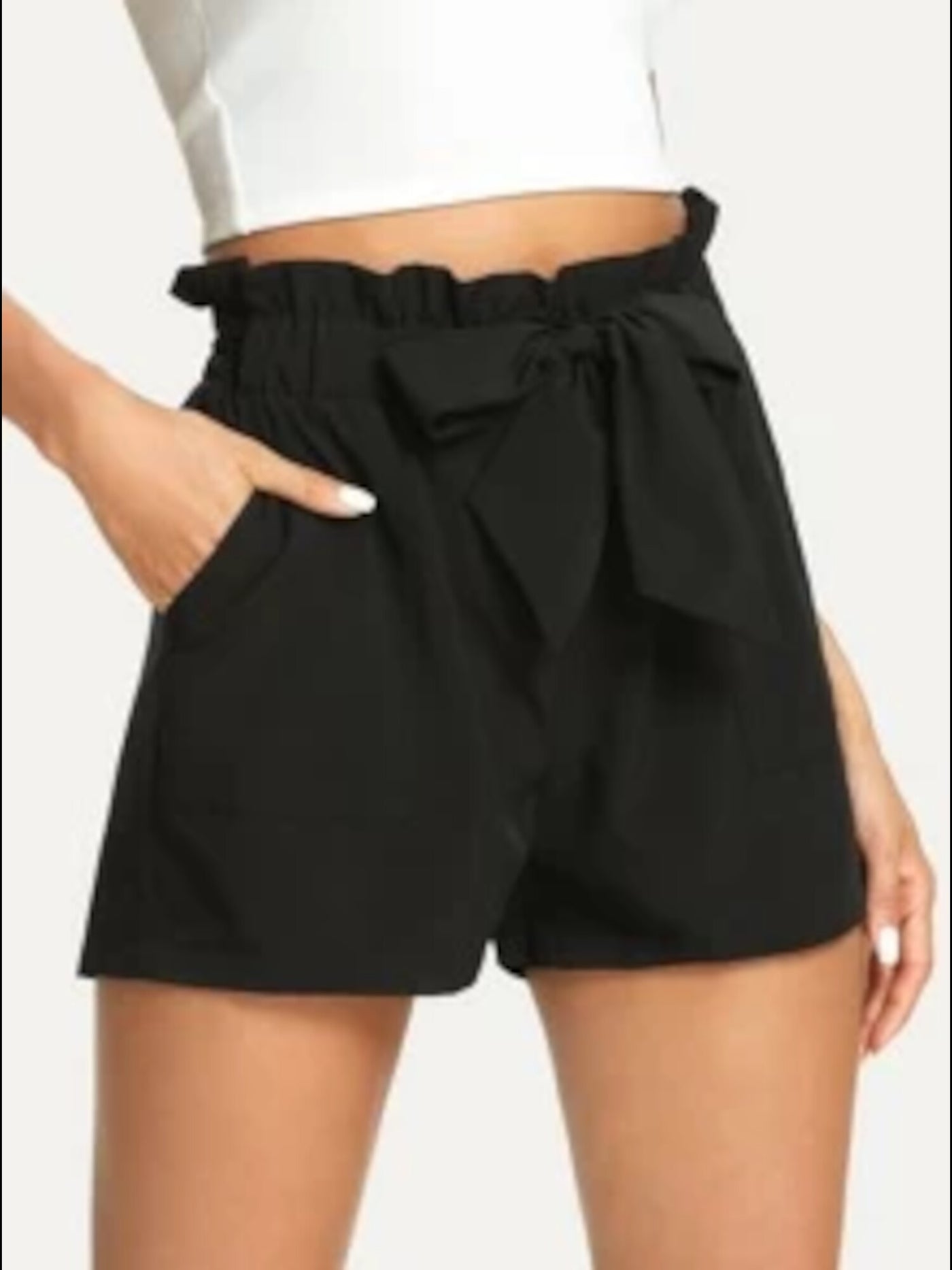 RILEY&RAE Womens Black Belted Paper-bag Shorts XXS