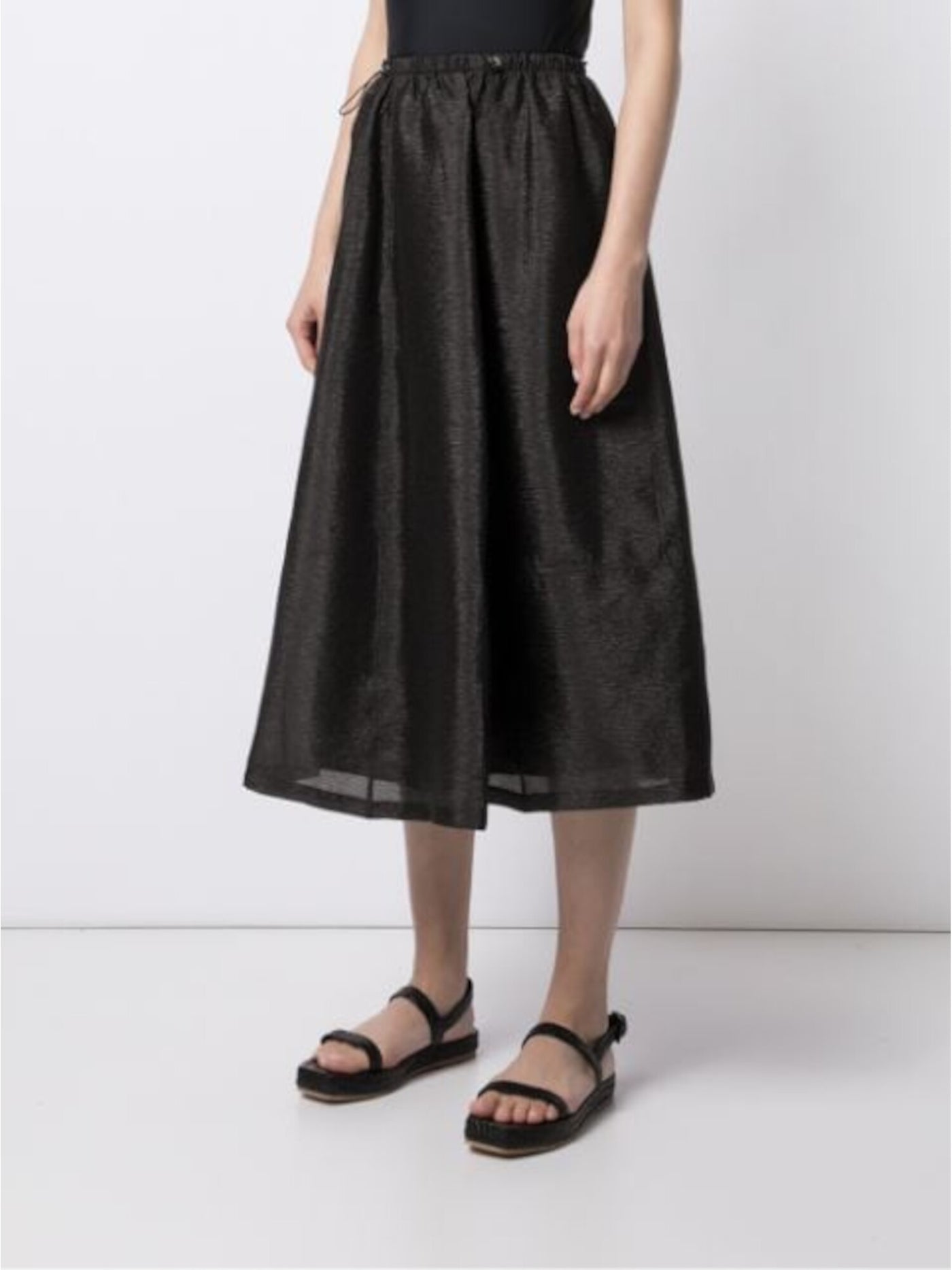 EMPORIO ARMANI Womens Black Textured Midi Evening A-Line Skirt 46