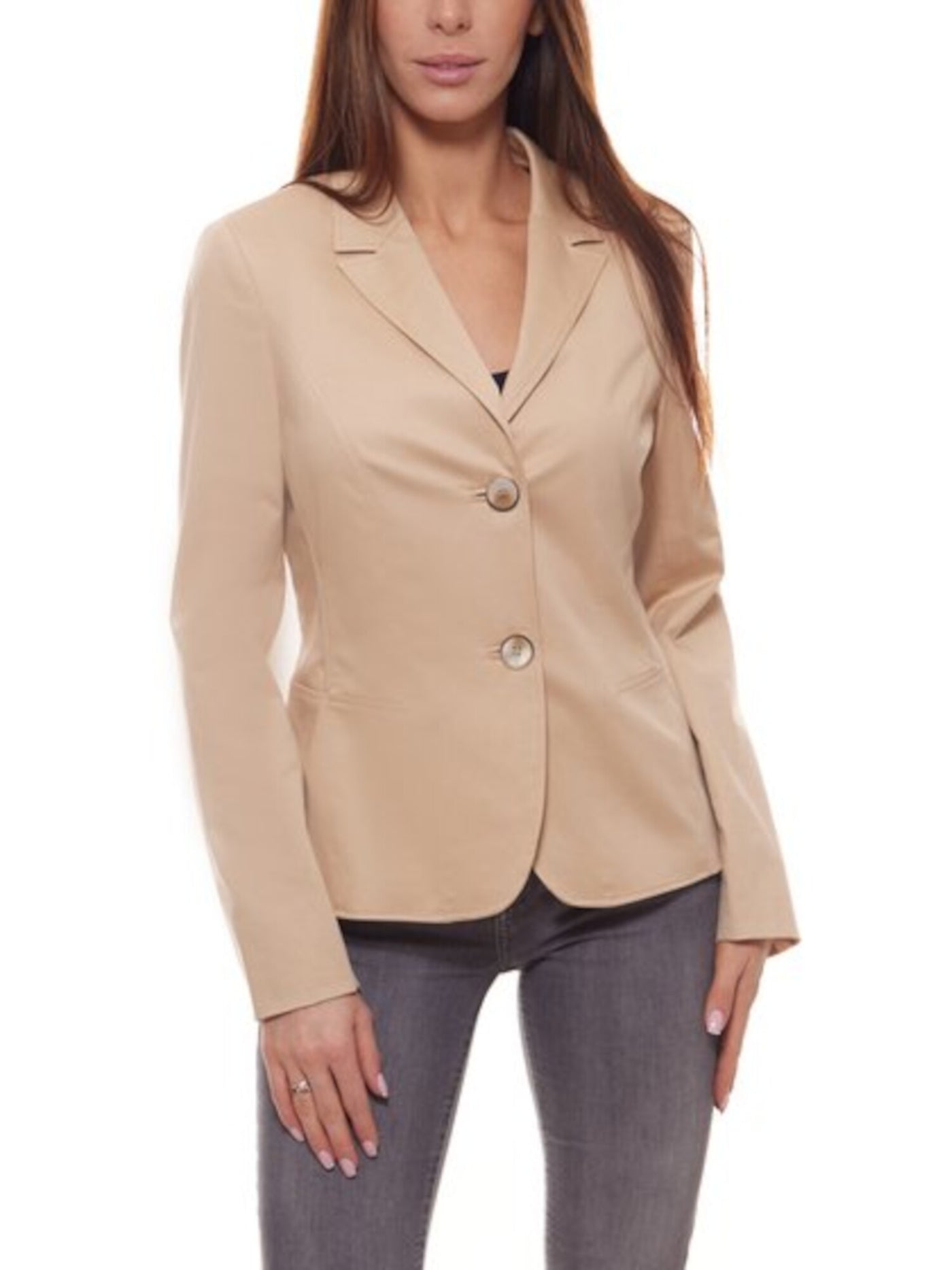 BASLER Womens Beige Stretch Long Sleeve Wear To Work Blazer Jacket 14