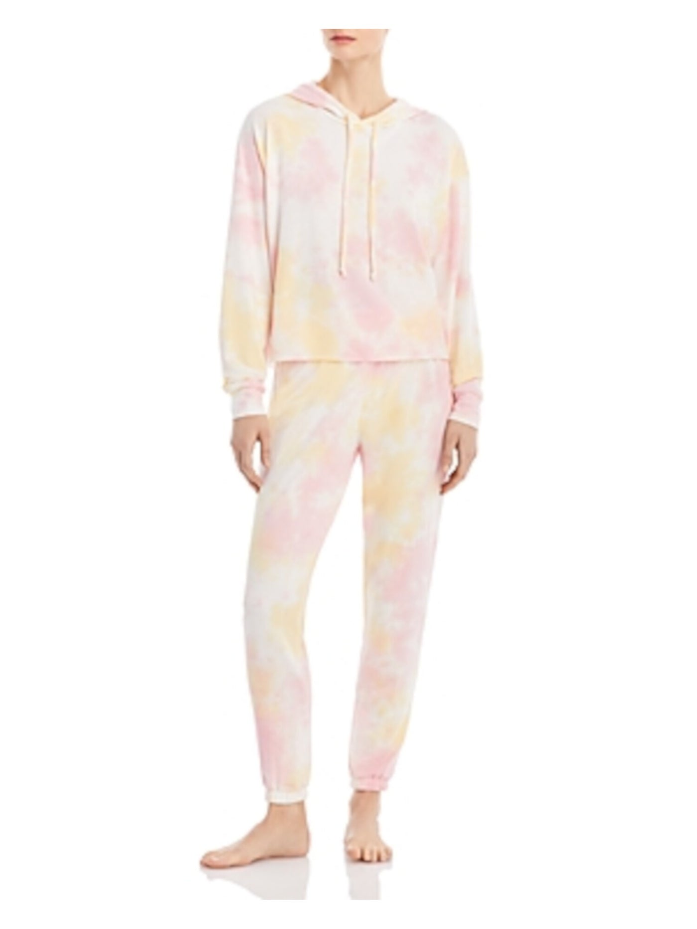 AVA & ESME Womens Pink Stretch Tie Jogger With Hoodie Tie Dye Long Sleeve Lounge Pant Suit L