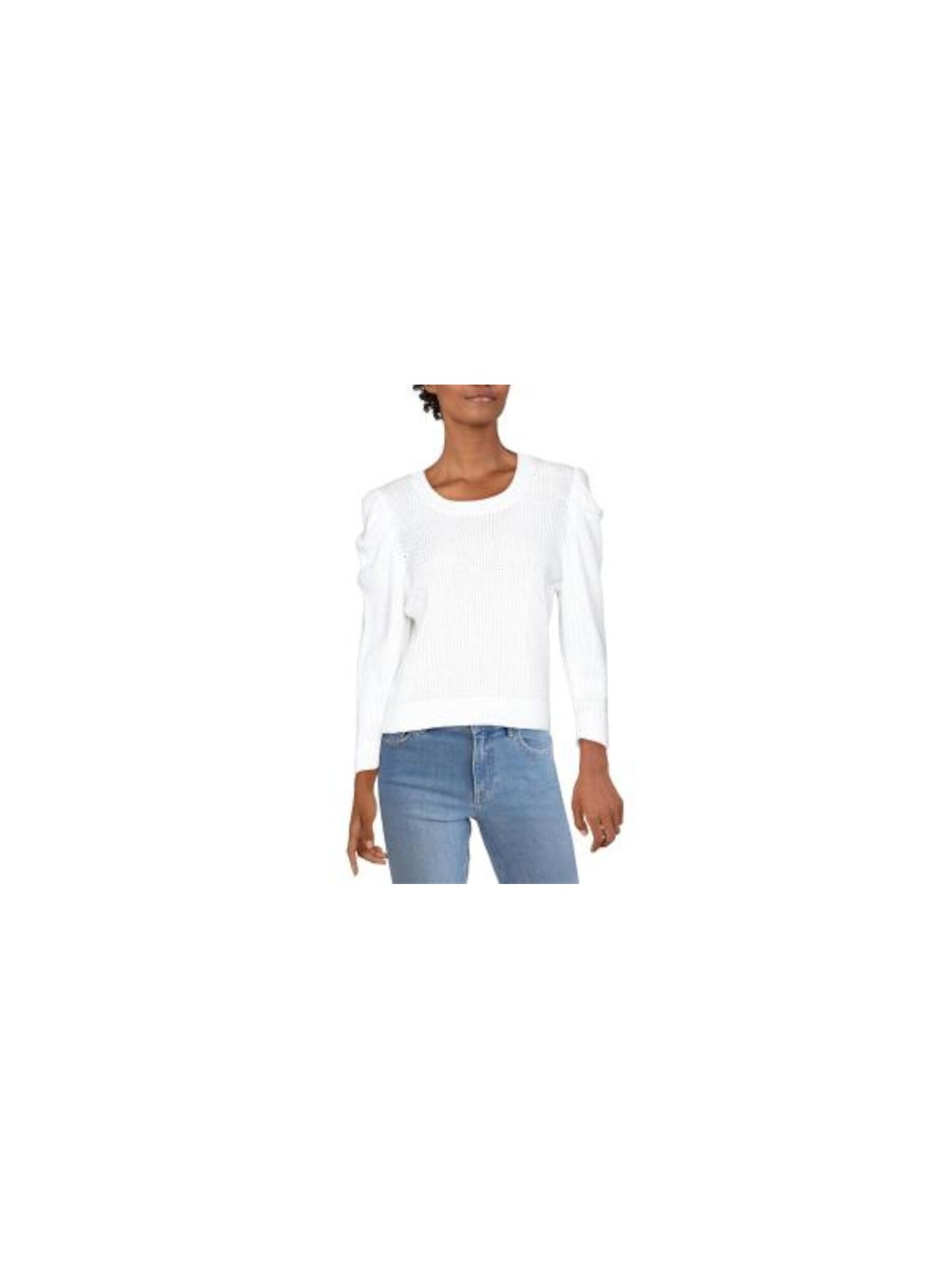 IRO.JEANS Womens White Long Sleeve Jewel Neck Sweater Size: L