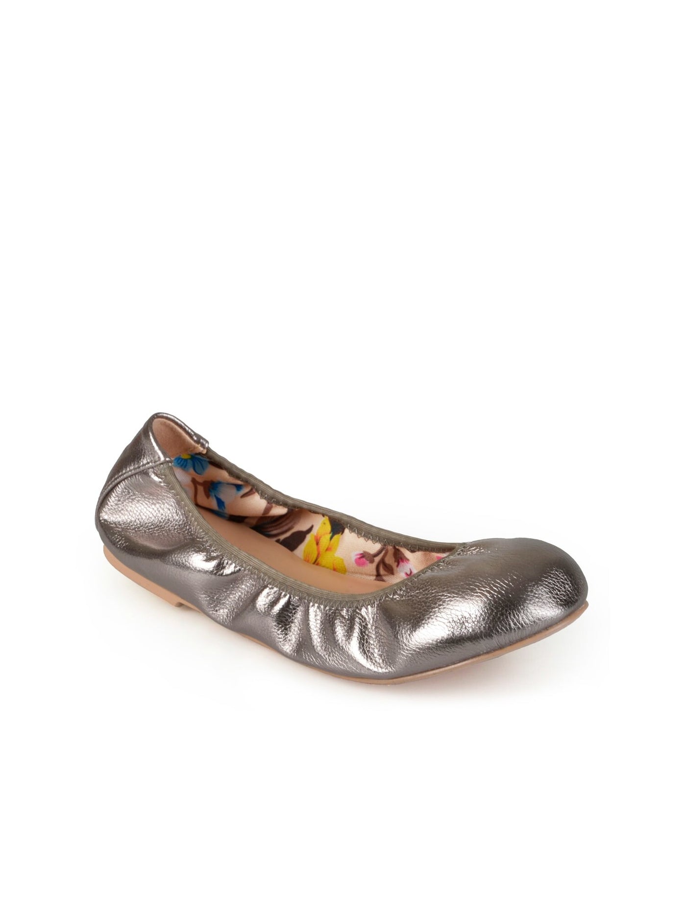 JOURNEE COLLECTION Womens Silver Metallic Stretch Lindy Round Toe Slip On Ballet Flats 6